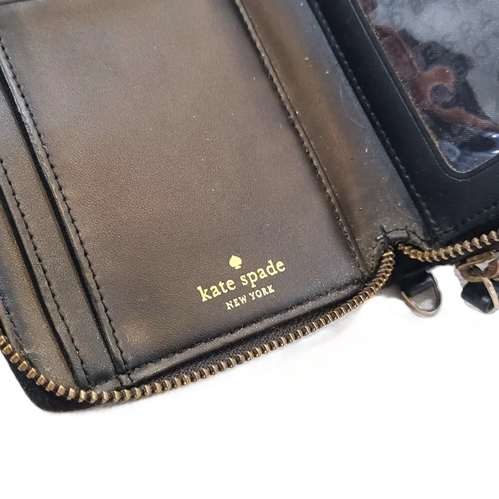 Kate Spade Wallet Zip Around Credit Card Slot Purse Zipper Leather - Picture 9 of 12